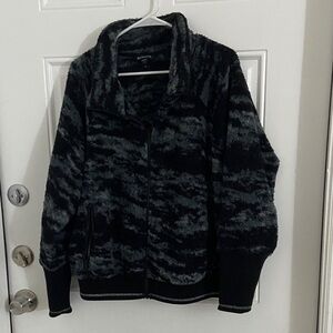 Athleta Charcoal and Black Fleece Jacket